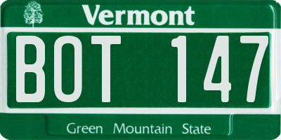 VT license plate BOT147