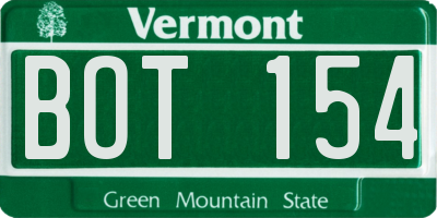 VT license plate BOT154