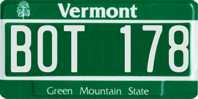 VT license plate BOT178