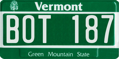 VT license plate BOT187