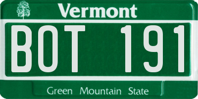 VT license plate BOT191