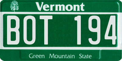 VT license plate BOT194