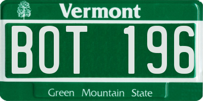 VT license plate BOT196