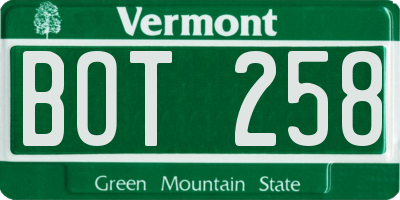 VT license plate BOT258