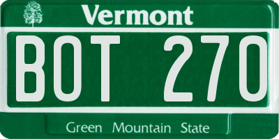 VT license plate BOT270