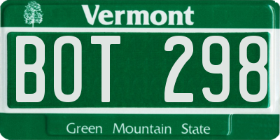 VT license plate BOT298
