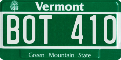 VT license plate BOT410