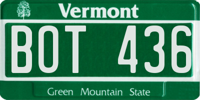 VT license plate BOT436