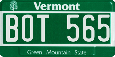 VT license plate BOT565