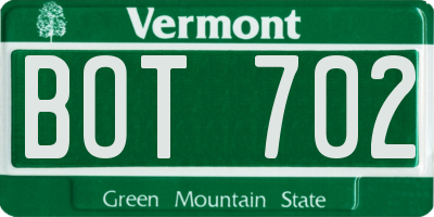 VT license plate BOT702