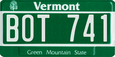 VT license plate BOT741