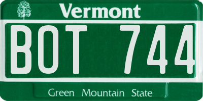VT license plate BOT744