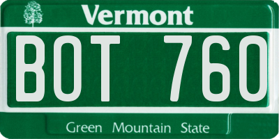VT license plate BOT760