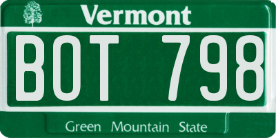 VT license plate BOT798