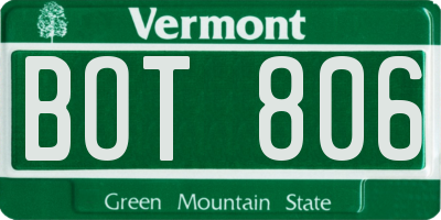 VT license plate BOT806