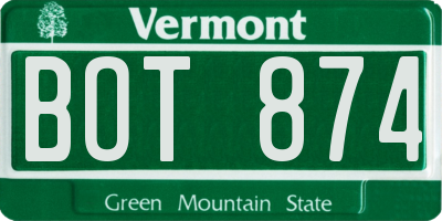VT license plate BOT874