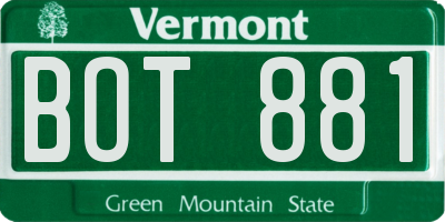 VT license plate BOT881