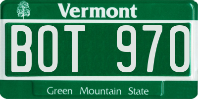VT license plate BOT970