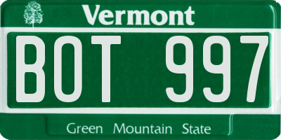 VT license plate BOT997