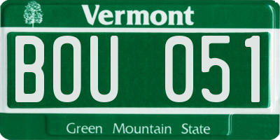 VT license plate BOU051