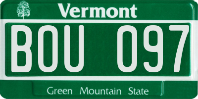 VT license plate BOU097