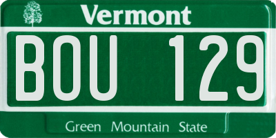 VT license plate BOU129