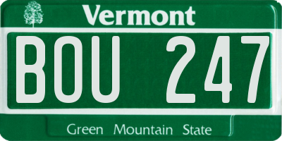 VT license plate BOU247