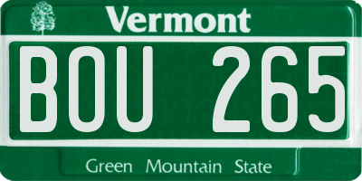 VT license plate BOU265