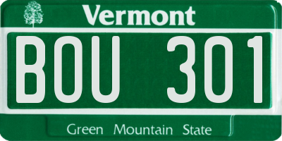 VT license plate BOU301