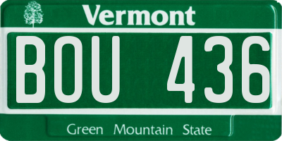 VT license plate BOU436