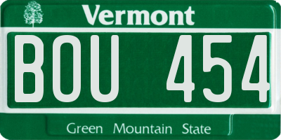 VT license plate BOU454