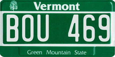 VT license plate BOU469