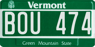 VT license plate BOU474