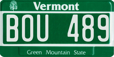 VT license plate BOU489