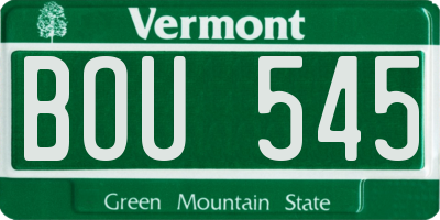 VT license plate BOU545