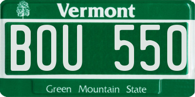 VT license plate BOU550
