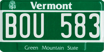 VT license plate BOU583