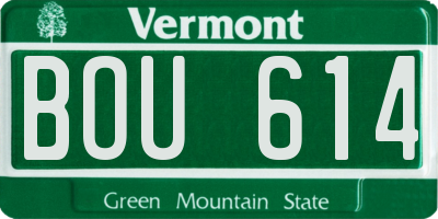 VT license plate BOU614