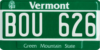 VT license plate BOU626