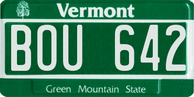 VT license plate BOU642
