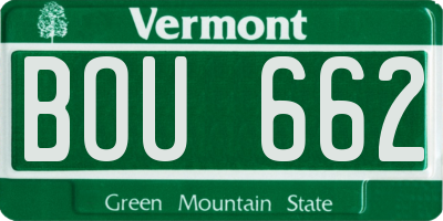 VT license plate BOU662