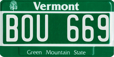 VT license plate BOU669