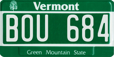 VT license plate BOU684