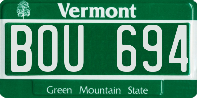 VT license plate BOU694