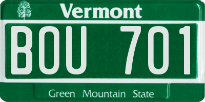 VT license plate BOU701