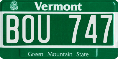 VT license plate BOU747