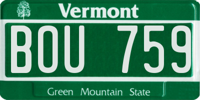 VT license plate BOU759