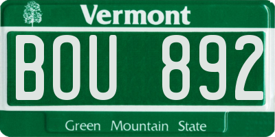 VT license plate BOU892