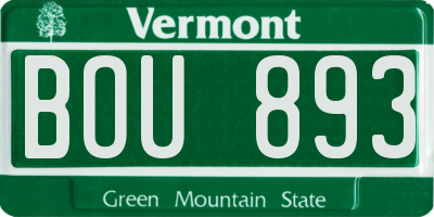 VT license plate BOU893