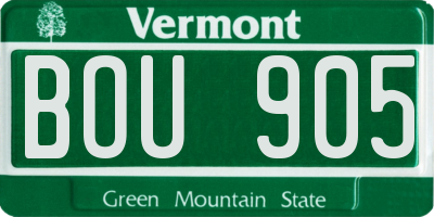 VT license plate BOU905